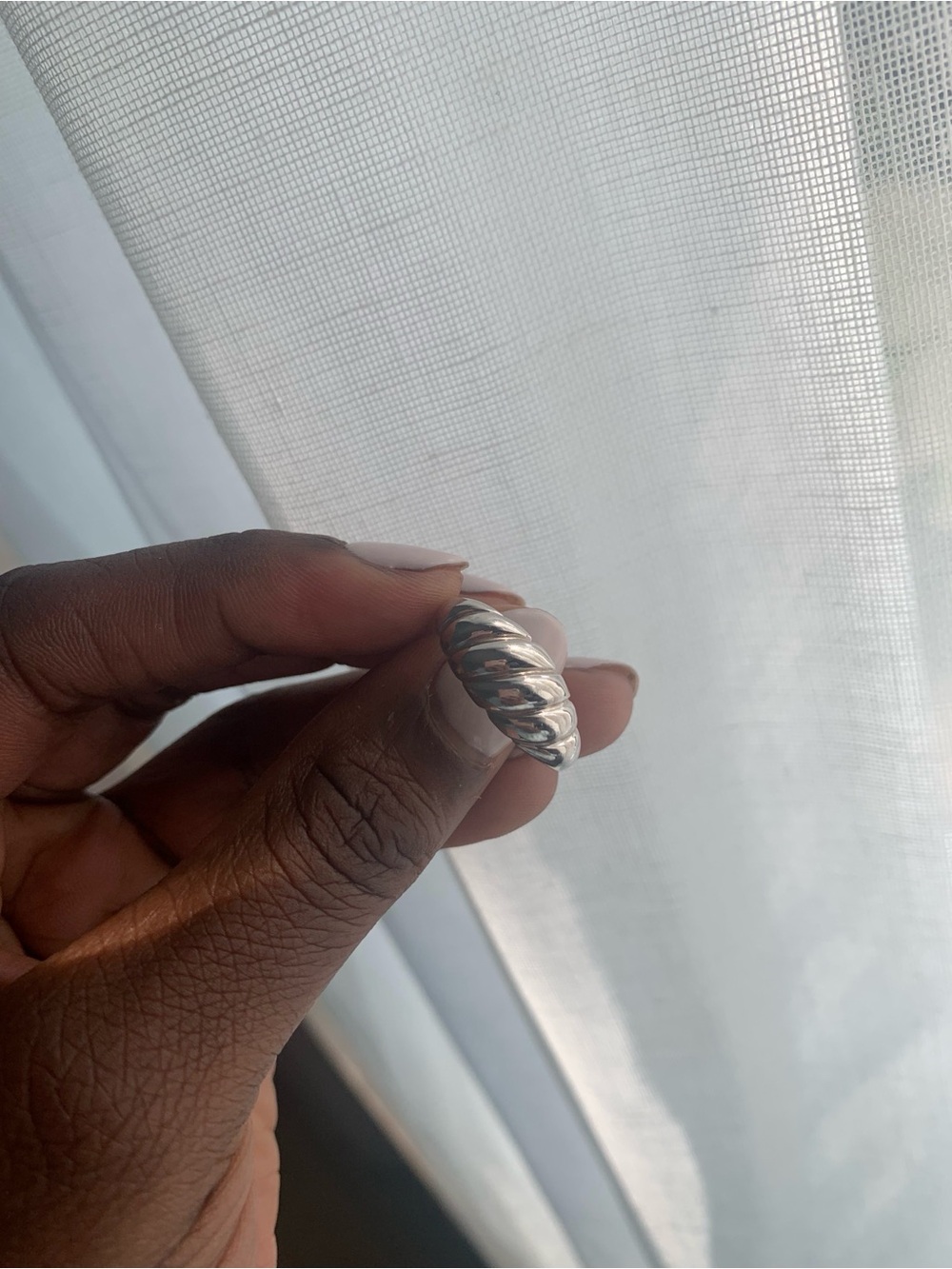 Sterling Silver Twisted Dome Ring - Silver